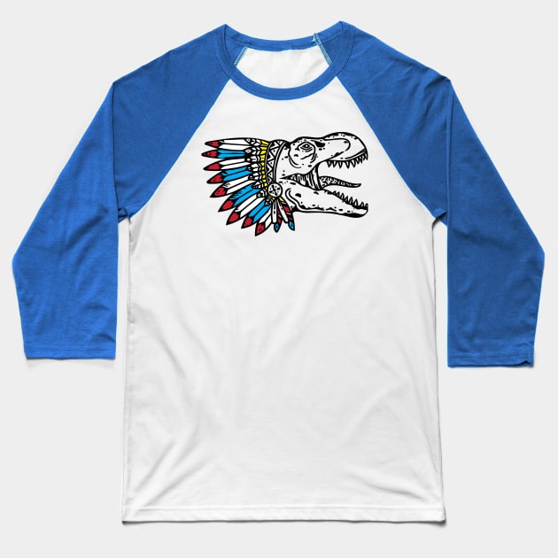 American native indian warrior T-Rex Baseball T-Shirt by Hidra Style